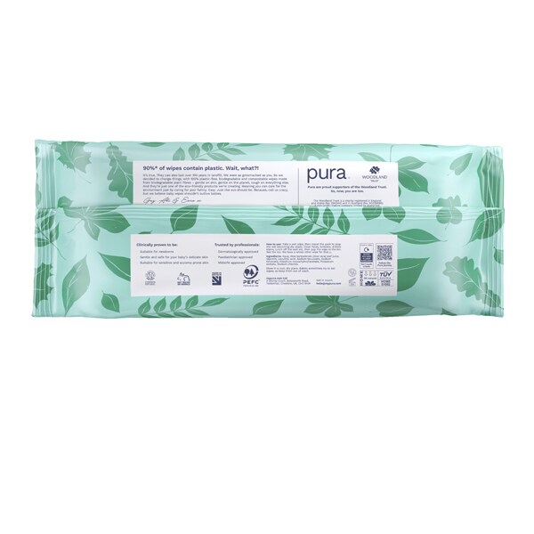 Pura Baby Wipes Plastic Free, 10 x 70 pack, (700 Wipes)