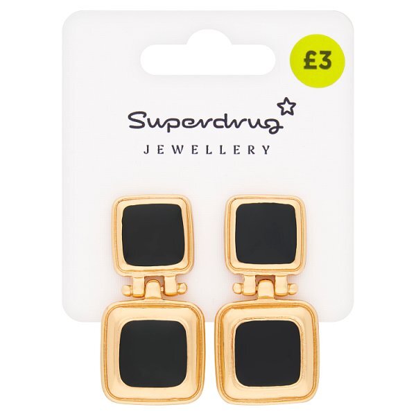 Superdrug Black & Gold Tone Statement Earrings