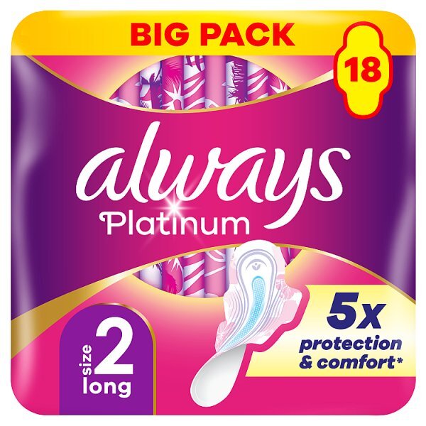 Always Platinum Long Winged (Size 2) Value Pack 18Ctx4