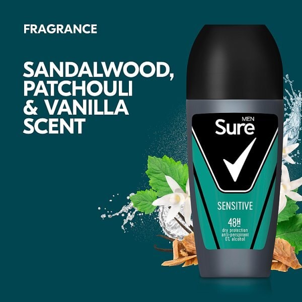 Sure Men Antiperspirant Deo Roll On Base Sensitive 50Ml