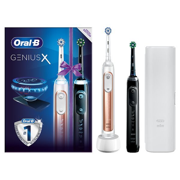 Oral-B Genius X Electric Toothbrushes Gold & Black Duo Pack