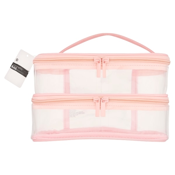 Superdrug Pink Double Zip PVC Cosmetic Bag