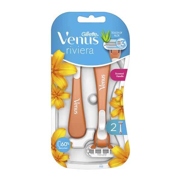DNR Gillette Venus Riviera Women's Disposable Razors, 2 Pack