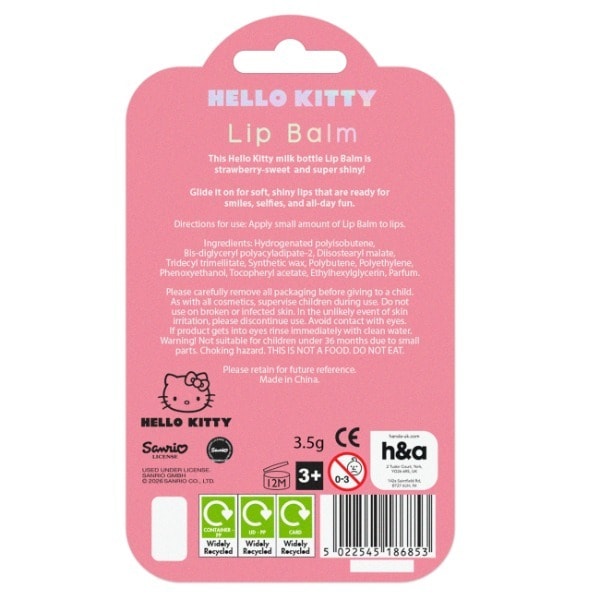 Hello Kitty Milk Bottle Lip Balm 3.5g Gift