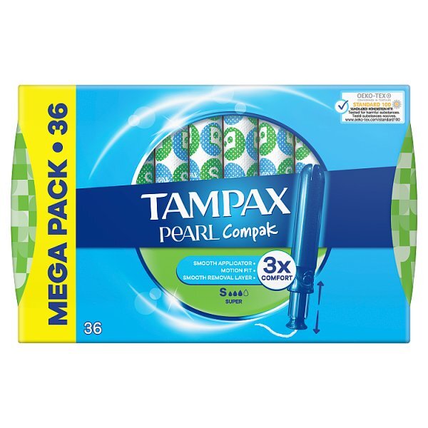 Tampax Compak Pearl Applicator Tampons Super x36