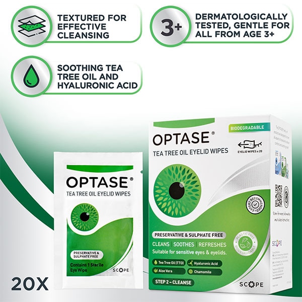 Optase Tea Tree Oil Eyelid Cleansing Wipes