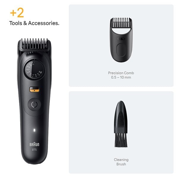Braun Beard Trimmer, +2 Styling Tools, 20 Lengths, Bt5500