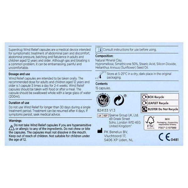 Superdrug Wind Relief 15 capsules