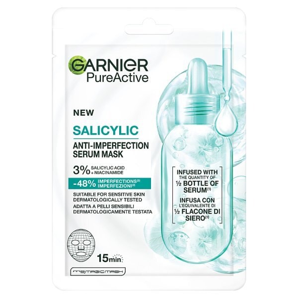 Garnier Salicylic Anti-Imperfection Face Mask, 3% Niacinamide, Salicylic, Aha, Centella Asiatica