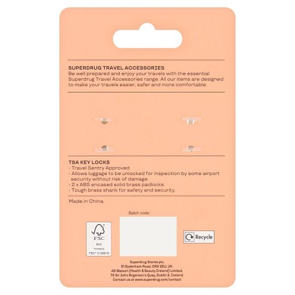 Superdrug TSA Padlock Set of 2