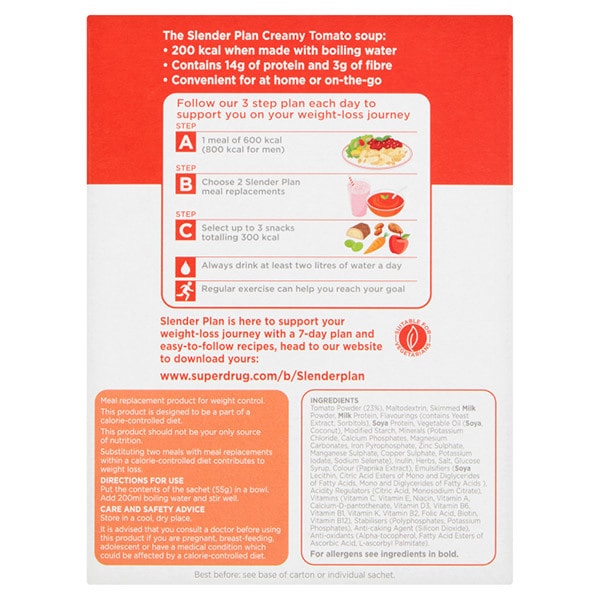 Superdrug Slenderplan Tomato Soup Meal Replacement 4x55g