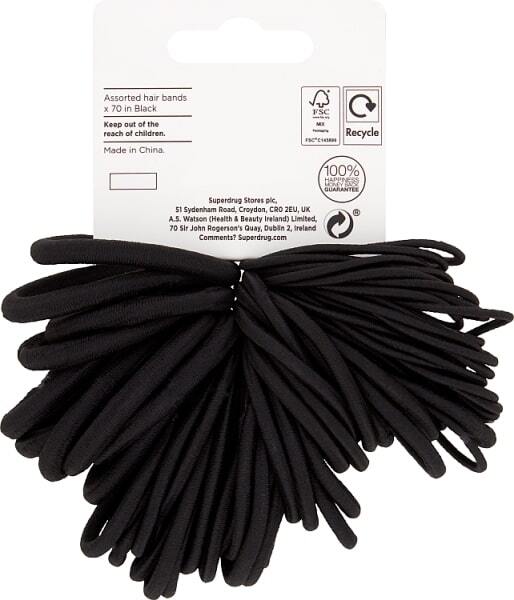 Superdrug Hair Bands Assorted Black x70