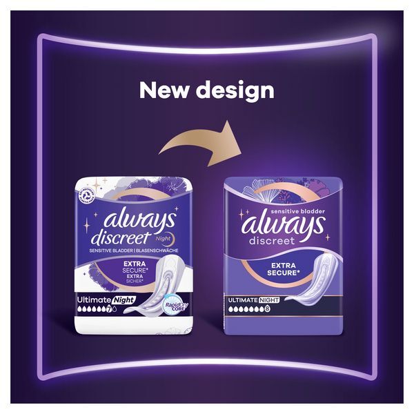 Always Discreet Incontinence Pads Ultimate Night 6 Count