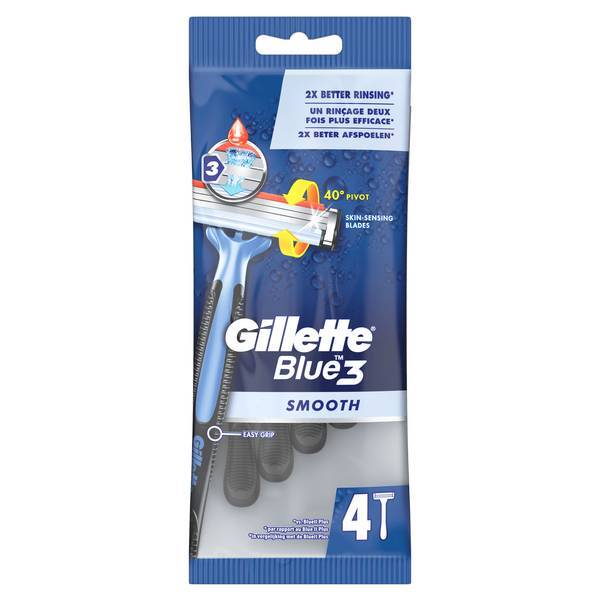 Gillette Blue 3 Smooth Men's Disposable Razors x4