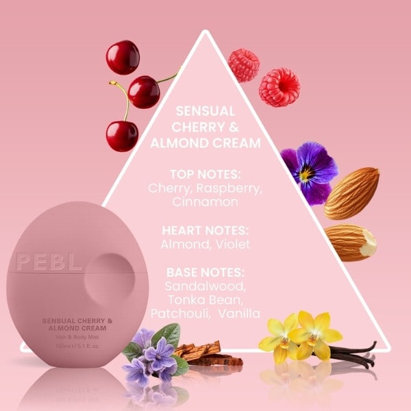 Pebl Sensual Cherry & Almond Cream Hair & Body Mist 150Ml
