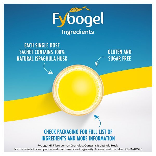 Fybogel Hi Fibre Lemon Constipation Relief 10 Sachets