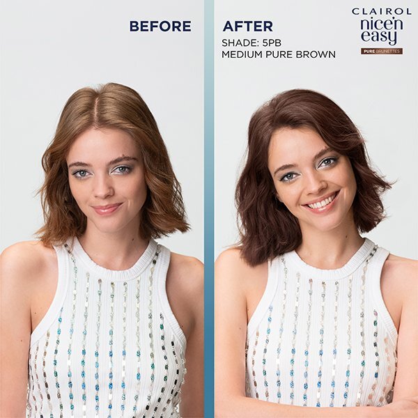CLAIROL NICE'N EASY PURE BRUNETTES PERMANENT HAIR DYE MED PURE BROWN