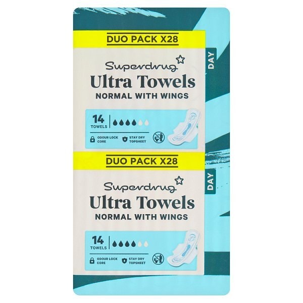 Superdrug Normal Ultra Towel Wings Duo x28