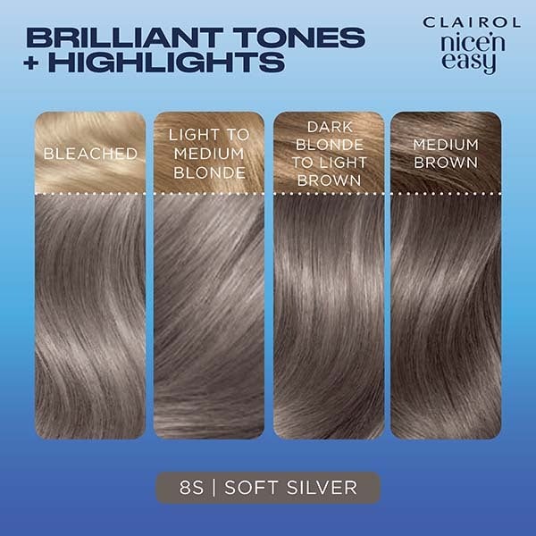 Clairol Nice'n Easy Hair Dye,  8S Soft Silver