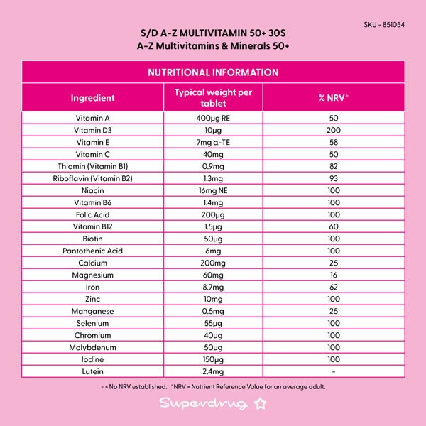 Superdrug A-z Multi-vitamin 50+ 30s