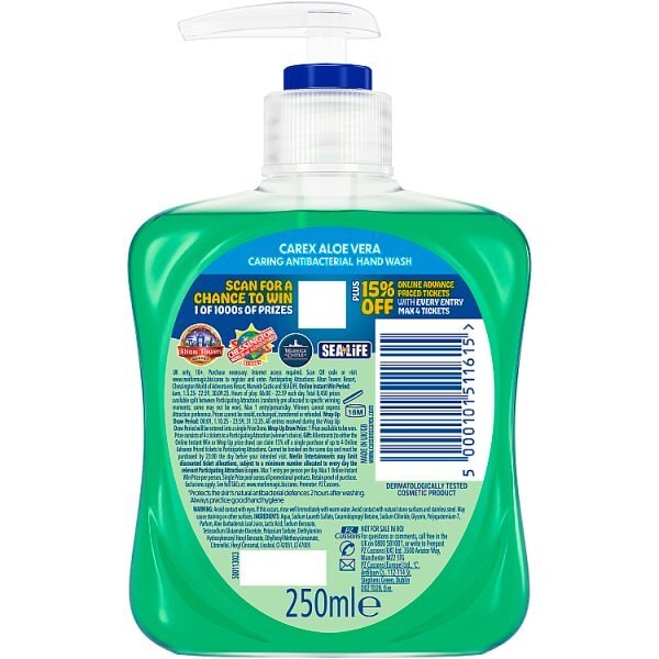 Carex Aloe Vera Antibacterial Hand Wash 250ml