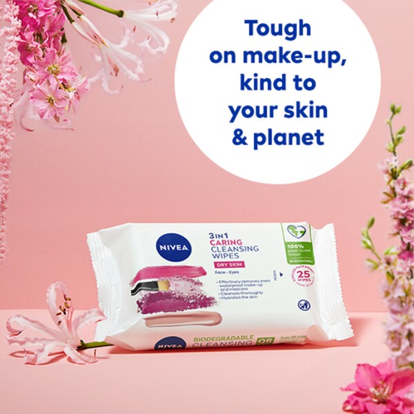 Nivea Biodegradable Face Cleansing Wipes Dry Skin 25'S