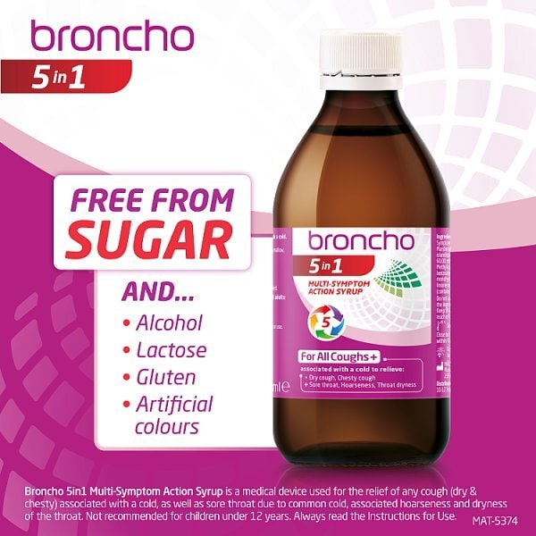 Broncho 5 in 1 multi-symptom action cough syrup 120ml
