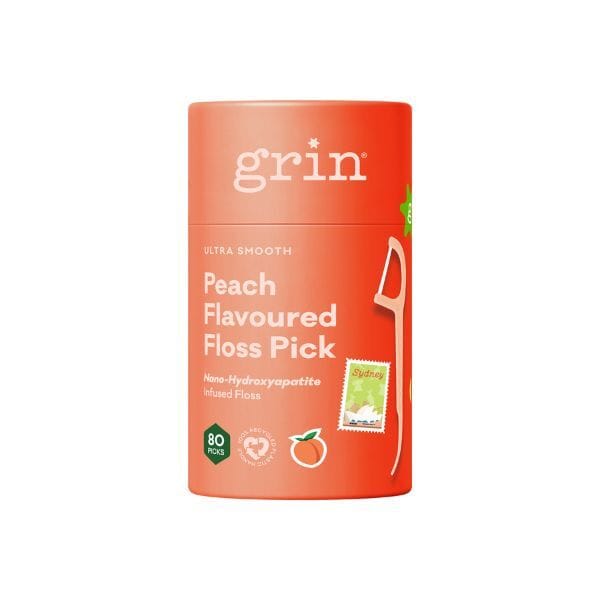 Grin Ultra Smooth Peach Floss Picks 80pk Canister