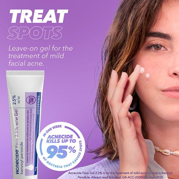Acnecide Face Gel 2.5% Benzoyl Peroxide Spot Treatment 15G