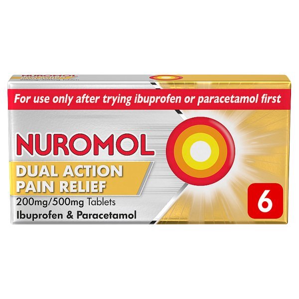 Nuromol Dual Action Pain Relief 200mg/500mg tablets 6s