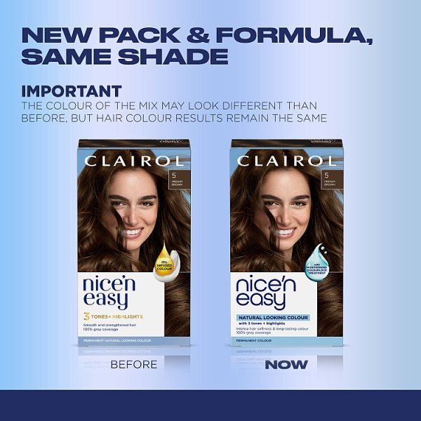 Clairol Nice'N Easy Crème Permanent Hair Dye 5 Medium Brown