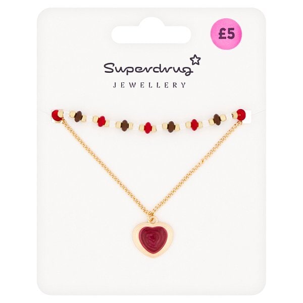 Superdrug Burgundy Heart Necklace