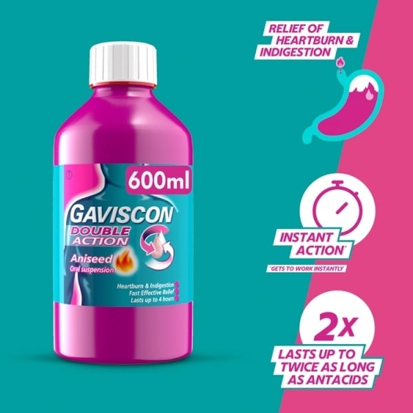 Gaviscon Double Action Aniseed Flavour 600Ml