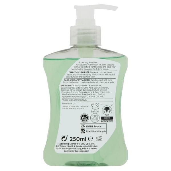 Superdrug Antibacterial Aloe Handwash 250ml