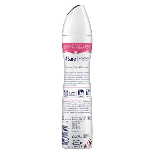 Sure Antiperspirant Deo Aerosol Nonstop Bright Bouquet 250ml