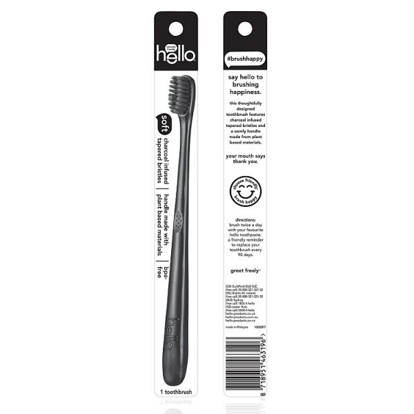 Hello Charcoal Infused Bristles Soft Manual Toothbrush
