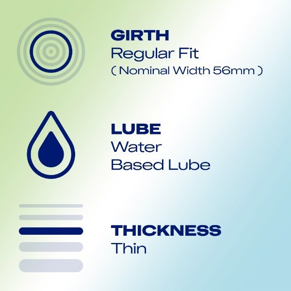 Durex Naturals Condoms Thin Water Based LubeRegular Fit 18s