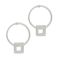 Superdrug Silver Tone Hoop Stud With Square Dropper