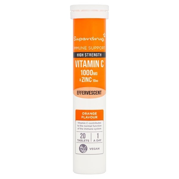 Superdrug High Strength Vitamin C 1000mg & Zinc 10mg Effervescent Orange 20s