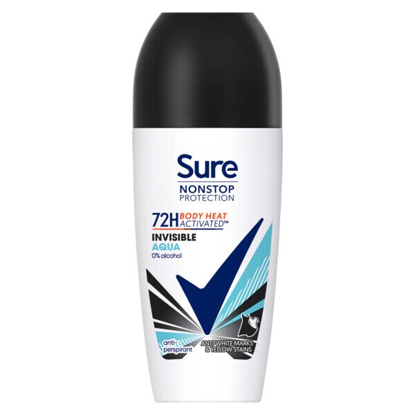 Sure Antiperspirant Deo Roll On Nonstop Invis Aqua 50ml