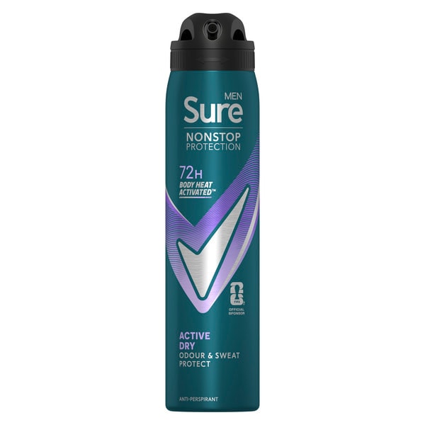 Sure Men Nonstop Protection Active Dry Anti-Perspirant Aerosol 250 ml