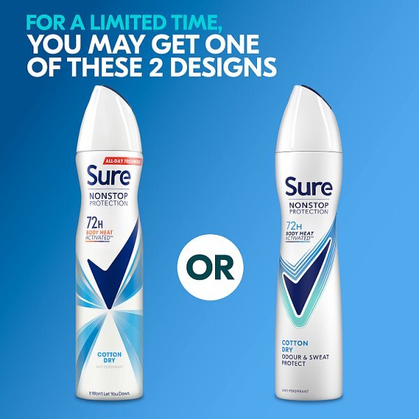 Sure Antiperspirant Deodorant Aerosol Nonstop Cotton 250ml