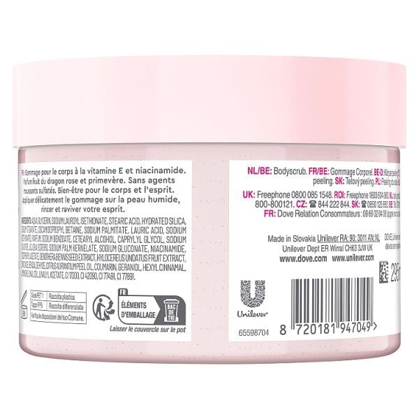 Dove body + mind Dragon Fruit & Primrose Body Scrub 295ml