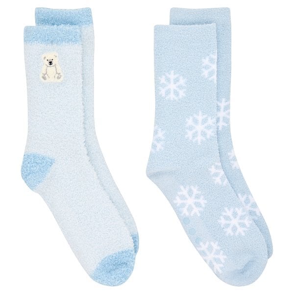 Superdrug Blue Polar Bear & Snowflake Cosy Socks