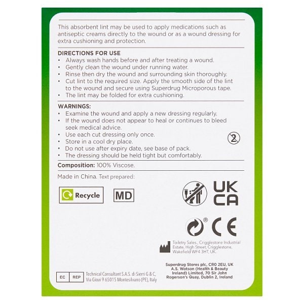 Superdrug Absorbent Lint Dressing 39cm x 39cm