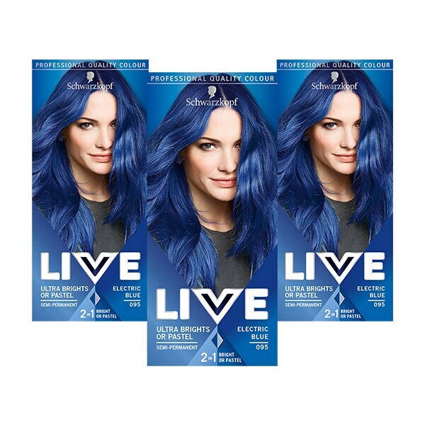 LIVE Ultra Brights 095 Electric Blue Hair Dye Bundle