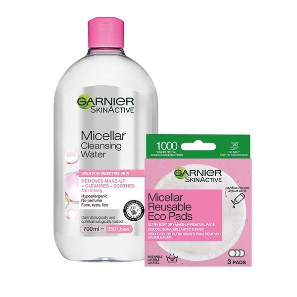 Garnier Micellar Water 700ml and Eco Pads Bundle