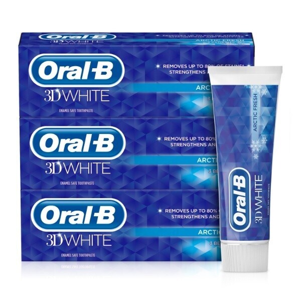 Oral B 3DW Arctic Fresh 3 Month Toothpaste Bundle