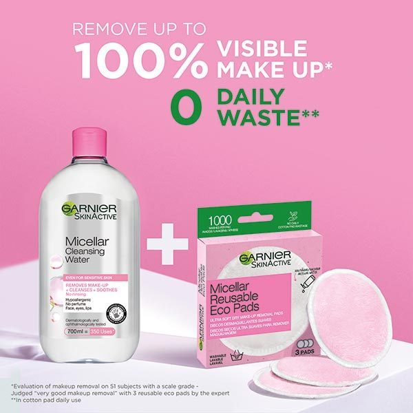 Garnier Micellar Water 700ml and Eco Pads Bundle