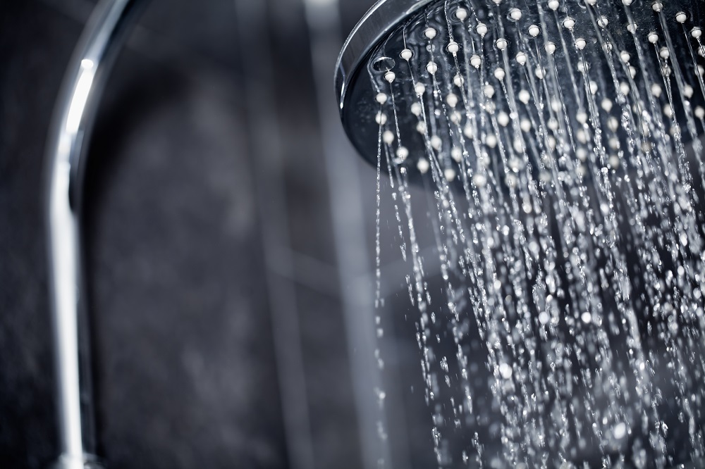 Running shower close up